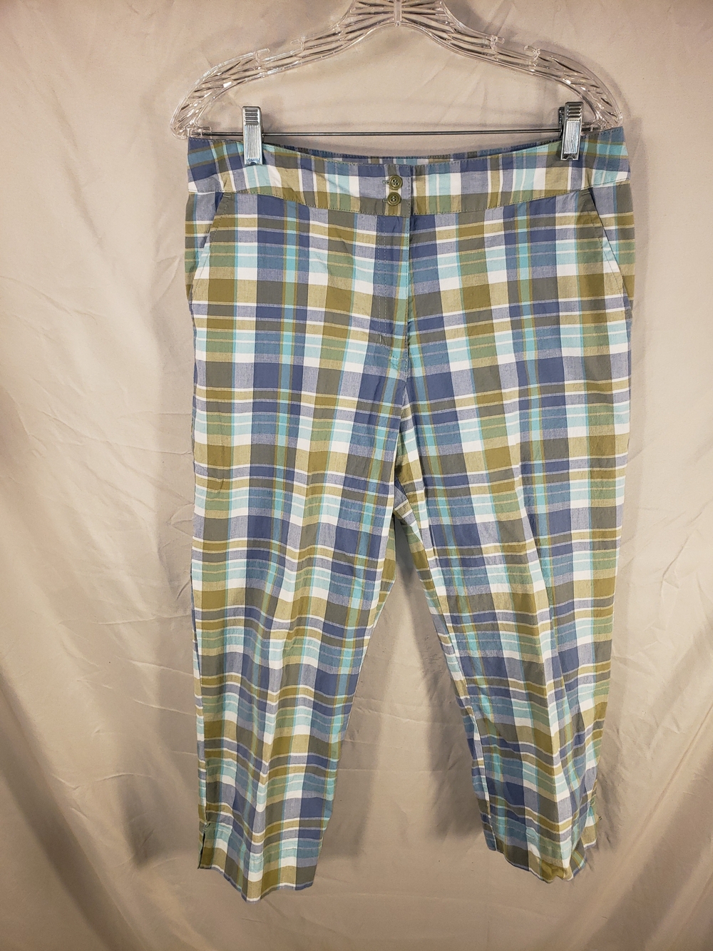 White Stag Women's Plaid Capris - Blue, Green, White - 12